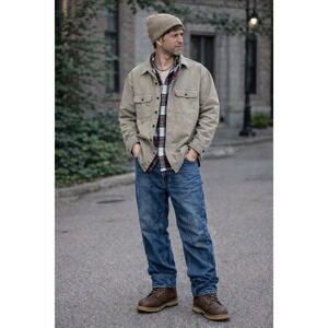 LL Bean Shirt Mens Large Plaid Lined Hurricane Shacket Canvas Outdoor Workwear